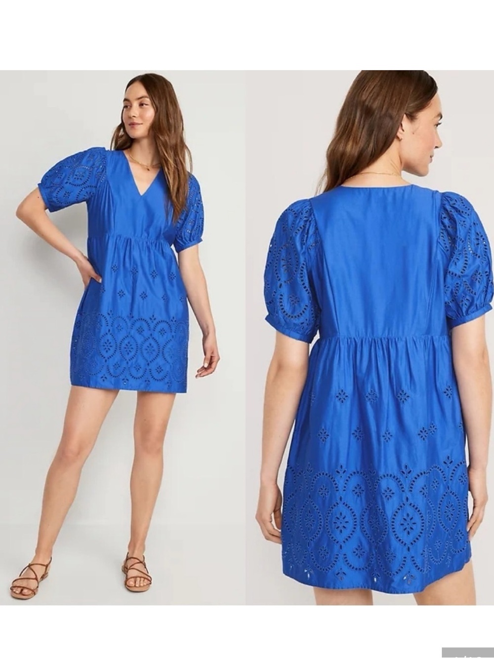 Old Navy Women’s Blue V-Neck Eyelet Mini Dress Size XL